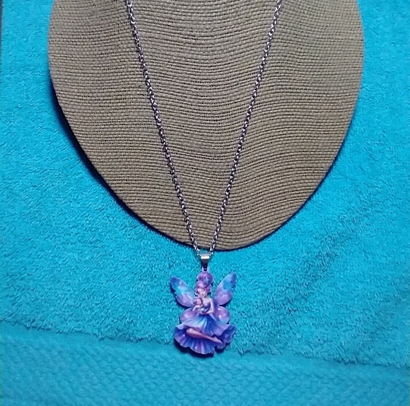 Fairy Pendant with Purple and Blue Accents with baby - Picture 3 of 3
